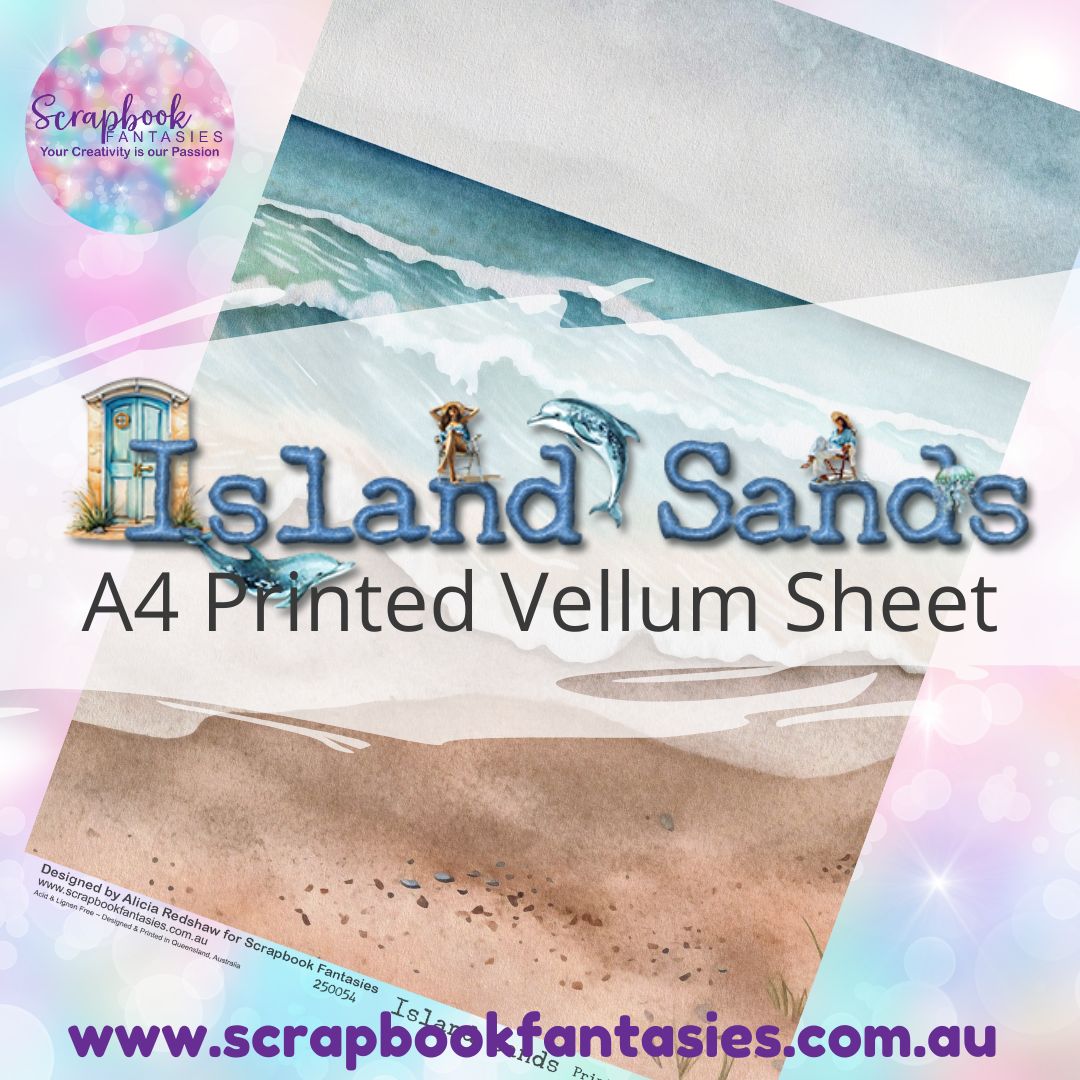 Island Sands A4 Printed Vellum Sheet - Beach Scene 250054
