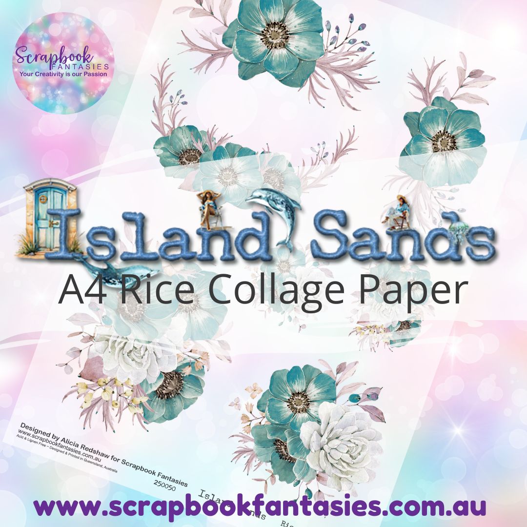 Island Sands A4 Rice Collage Paper - Poppy Bouquets 250050