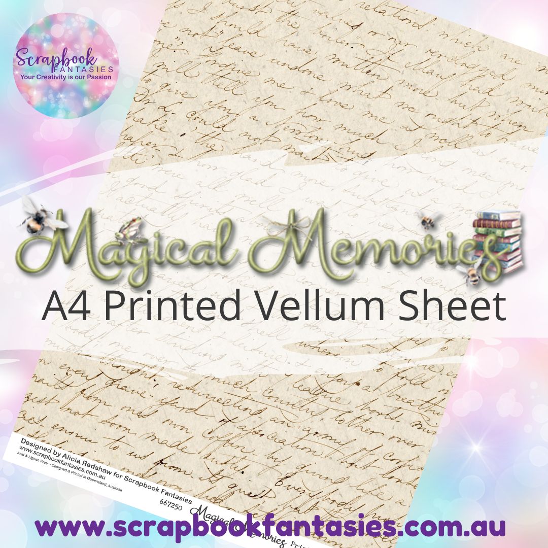 Magical Memories A4 Printed Vellum Sheet - Antique Script 667250
