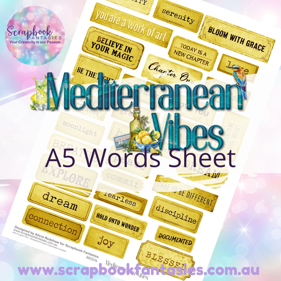 Mediterranean Vibes A5 Words Sheet - Word Plaques 1 265104