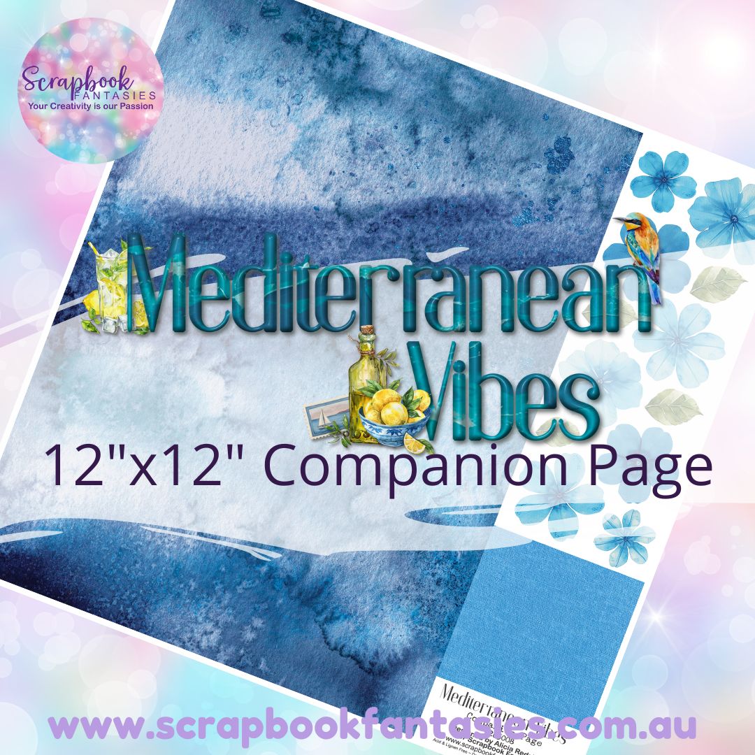 Mediterranean Vibes 12"x12" Single-sided Companion Page - Blue Watercolour 265008