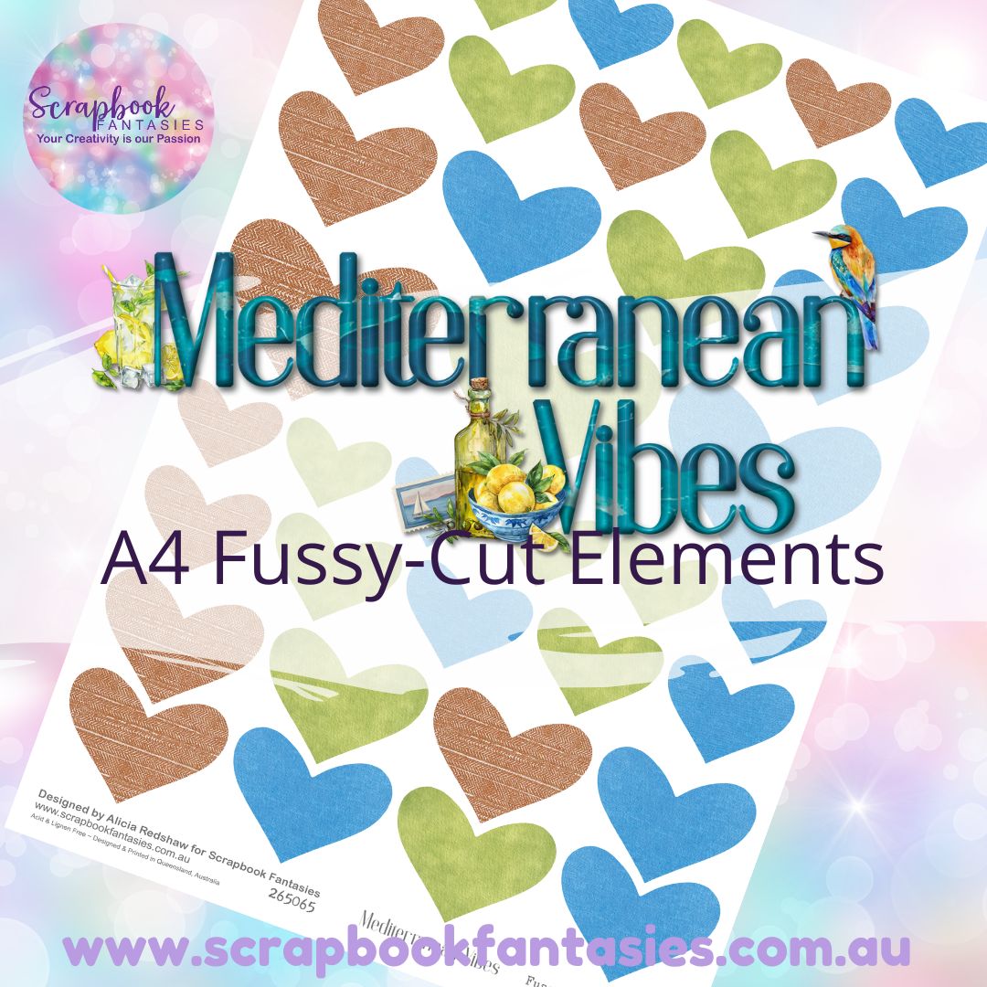 Mediterranean Vibes A4 Colour Fussy-Cut Elements - Hearts 2-2 265065