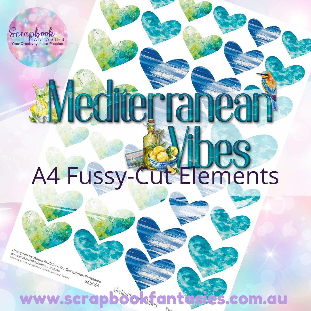 Mediterranean Vibes A4 Colour Fussy-Cut Elements - Hearts 2-3 265066