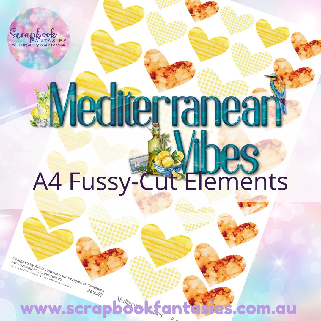 Mediterranean Vibes A4 Colour Fussy-Cut Elements - Hearts 2-4 265067