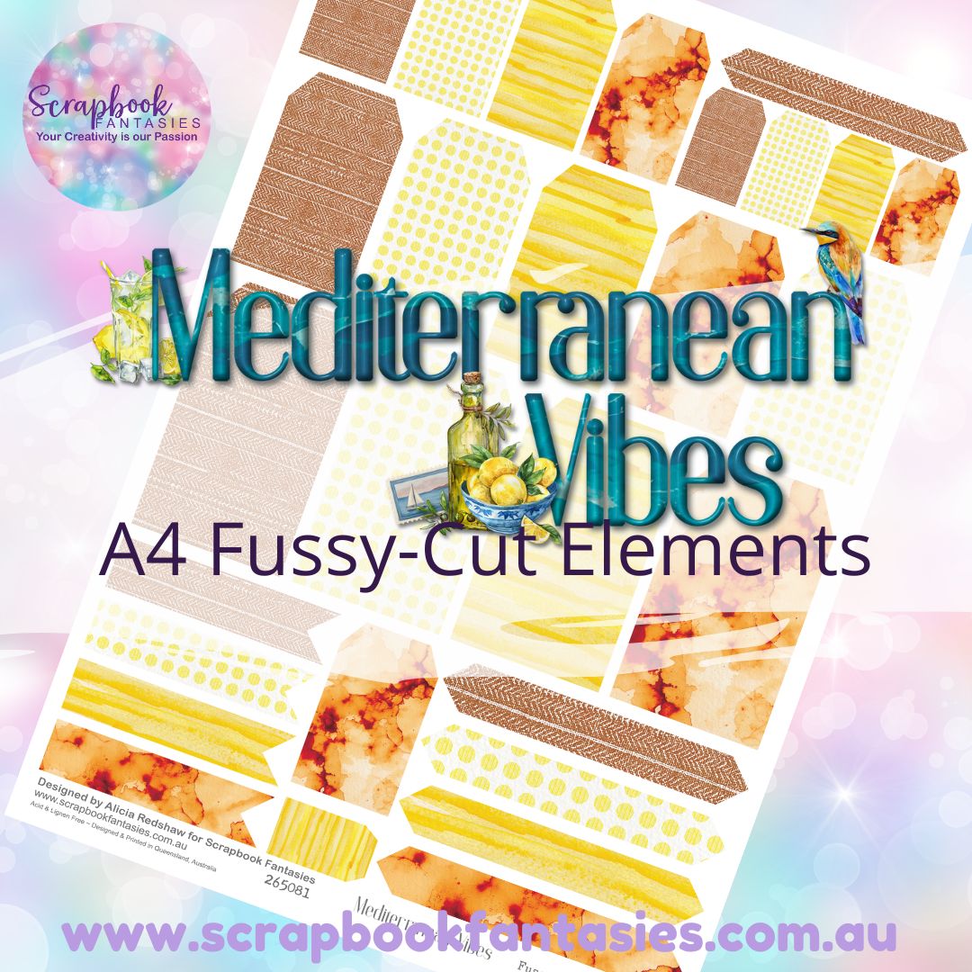 Mediterranean Vibes A4 Colour Fussy-Cut Elements - Tags and Tabs 3 265081