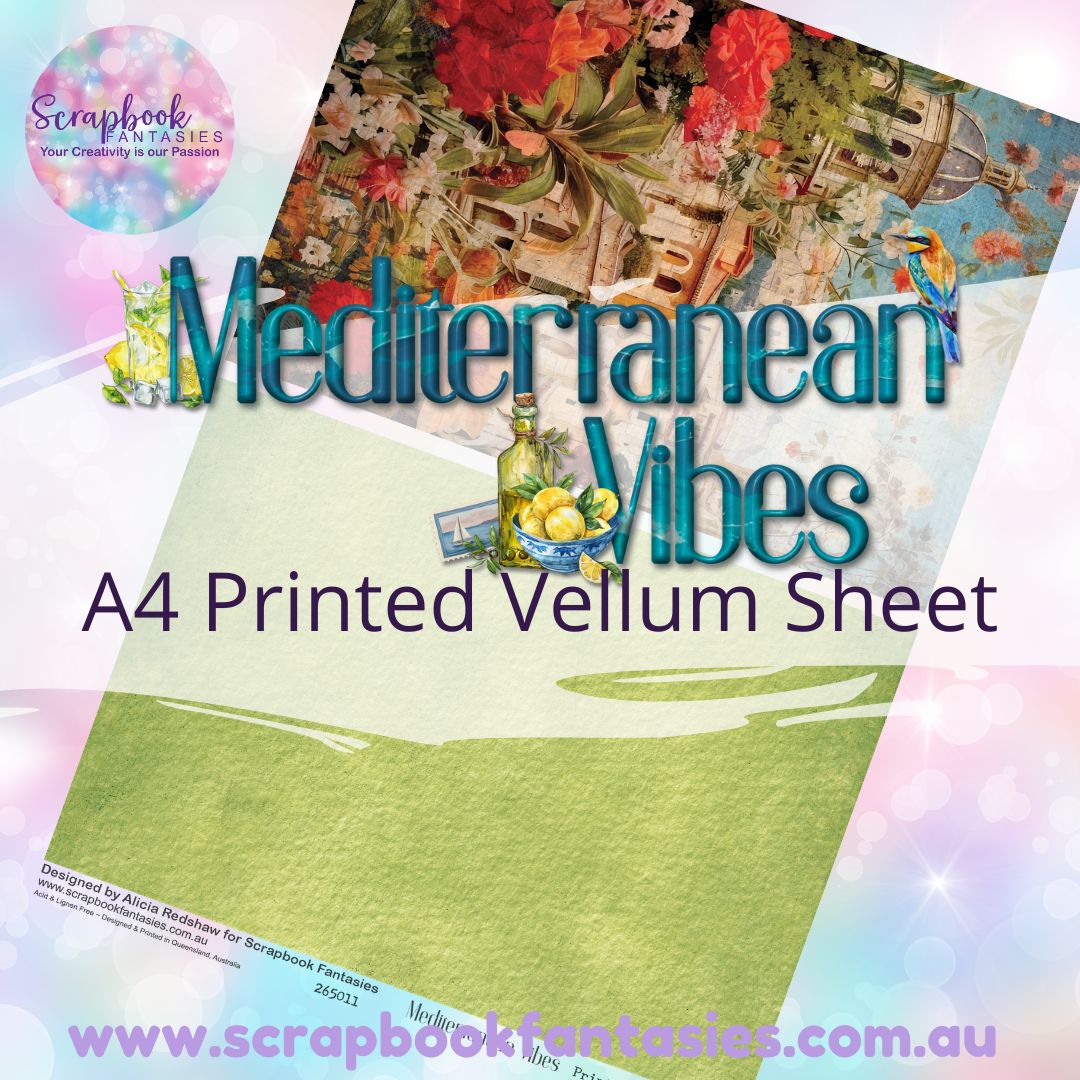 Mediterranean Vibes A4 Printed Vellum Sheet - Halves 2 265011