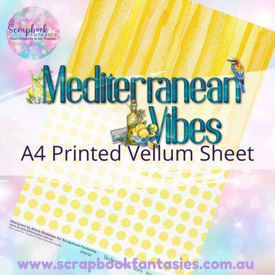 Mediterranean Vibes A4 Printed Vellum Sheet - Halves 3 265012