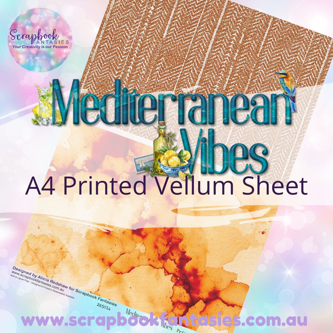 Mediterranean Vibes A4 Printed Vellum Sheet - Halves 5 265014
