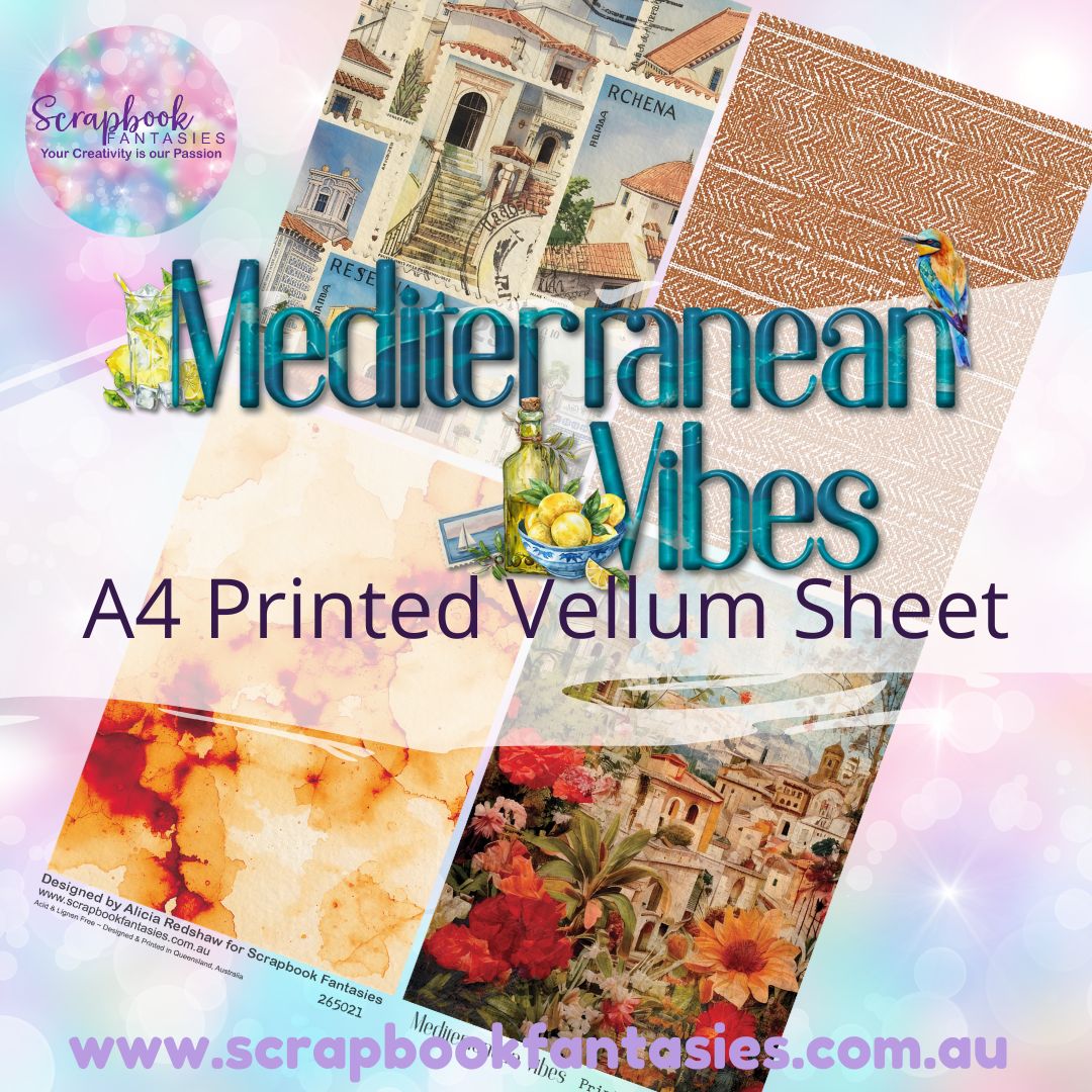 Mediterranean Vibes A4 Printed Vellum Sheet - Quarters 4 265021