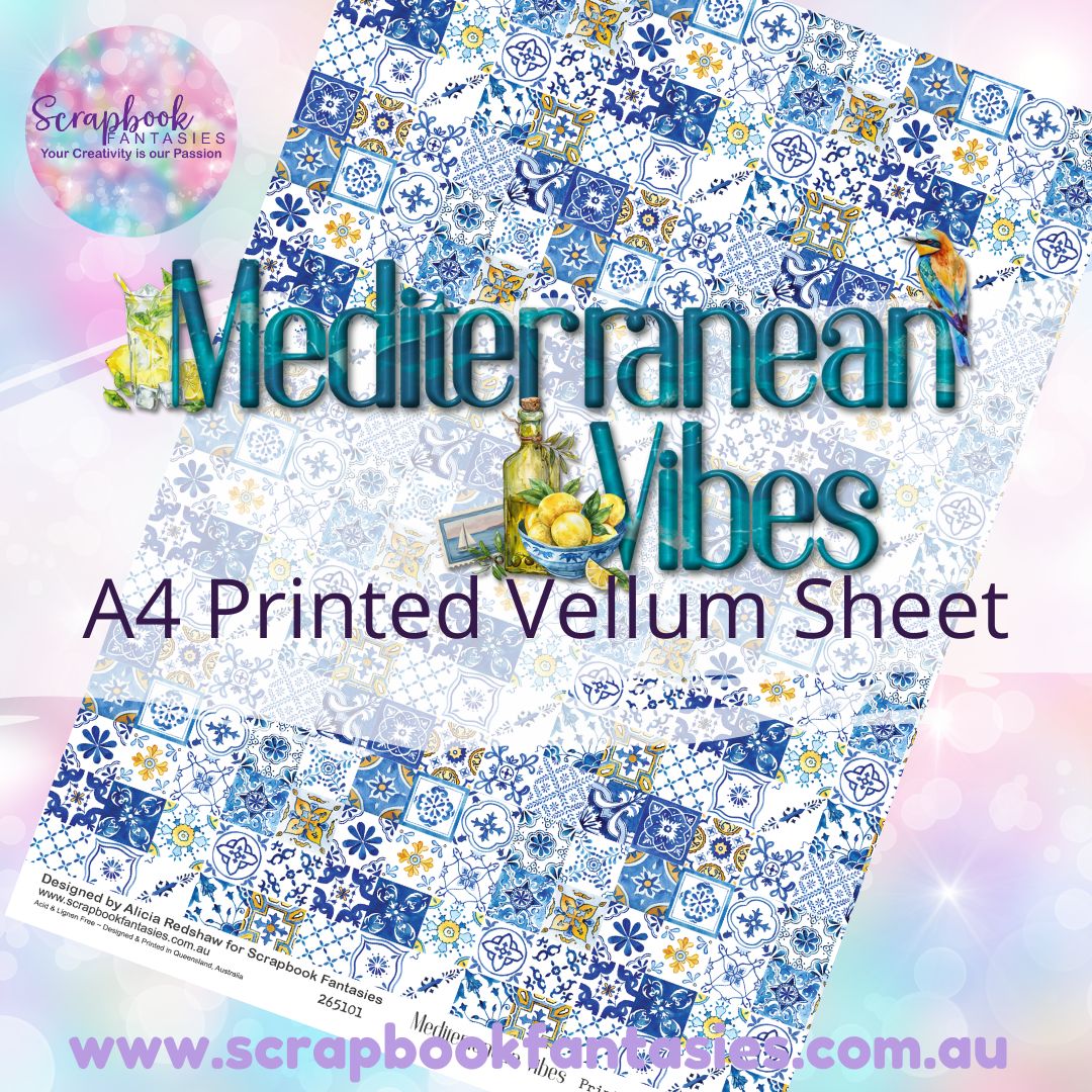 Mediterranean Vibes A4 Printed Vellum Sheet - Tiles 265101