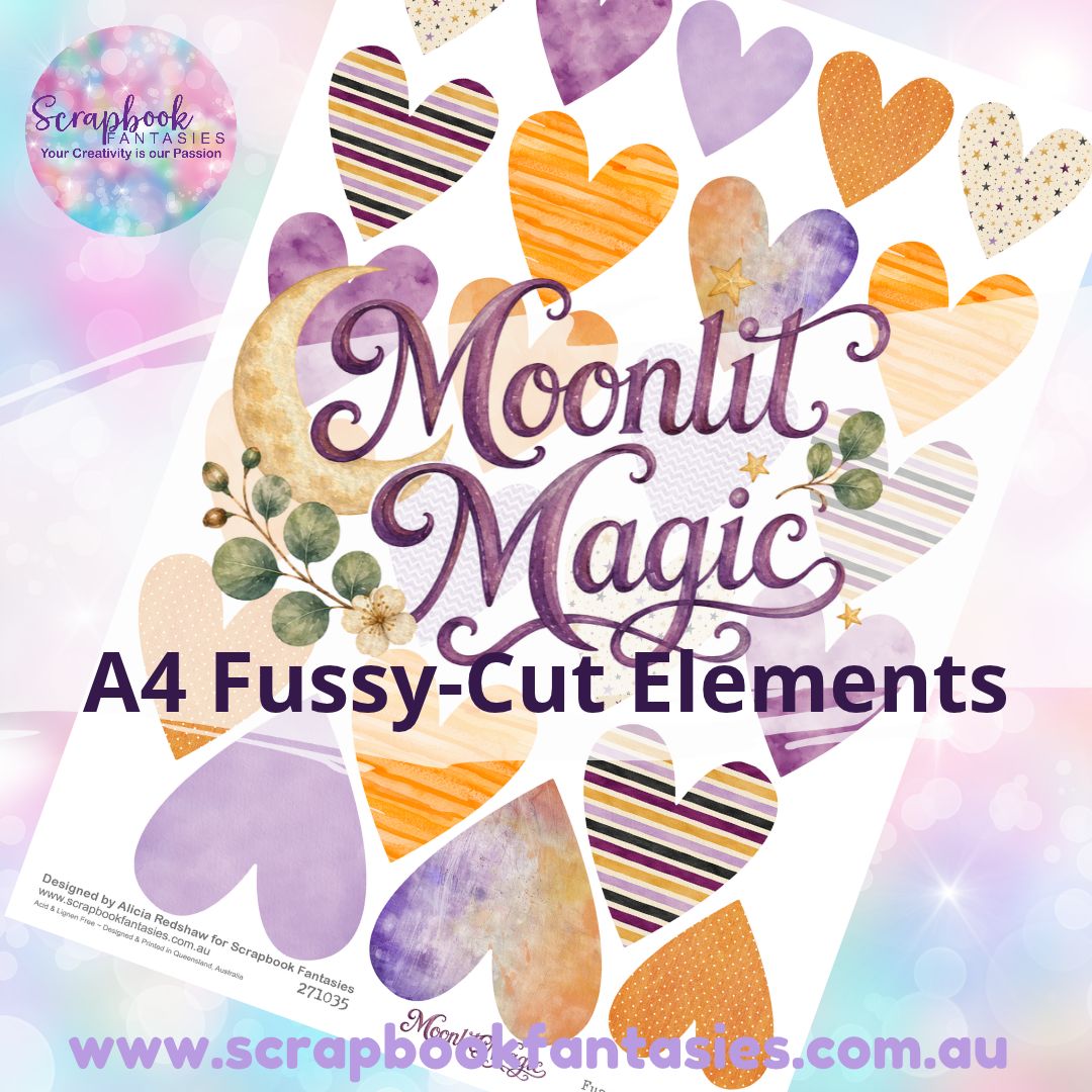 Moonlit Magic A4 Colour Fussy-Cut Elements - Large Hearts 1 271035