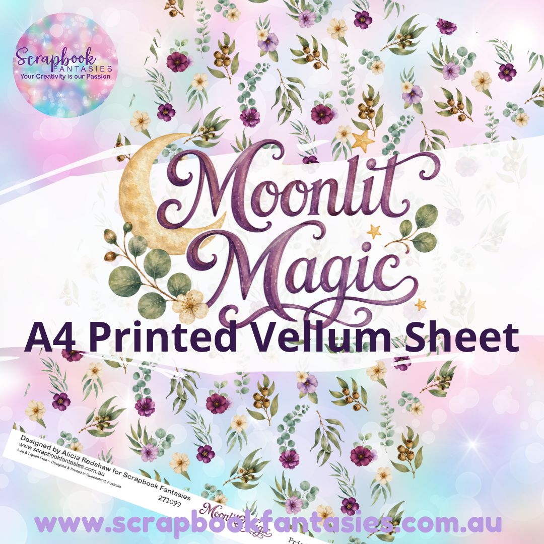 Moonlit Magic A4 Printed Vellum Sheet - Floral Pattern 271099