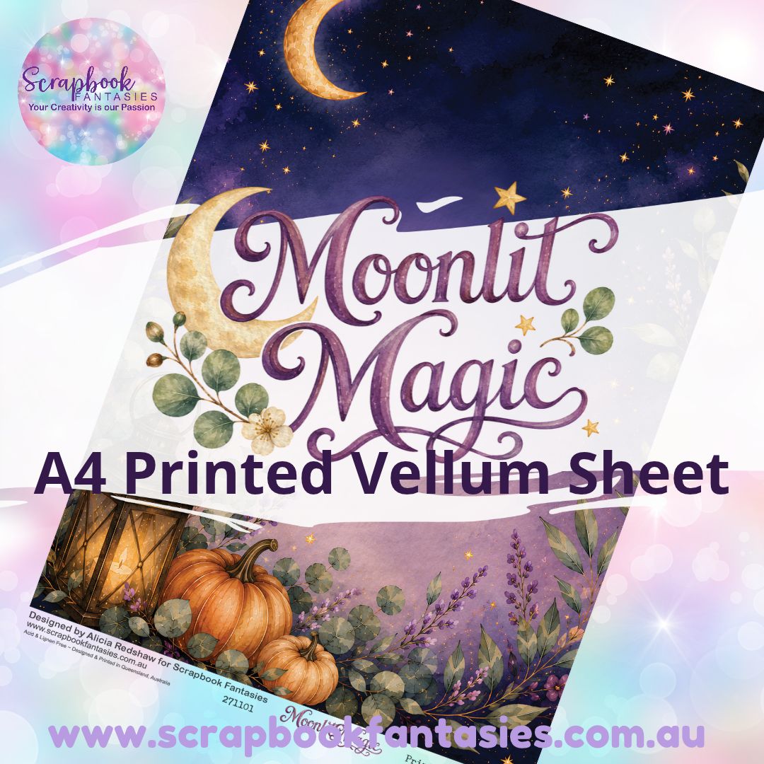 Moonlit Magic A4 Printed Vellum Sheet - Moonlit Scene 271101