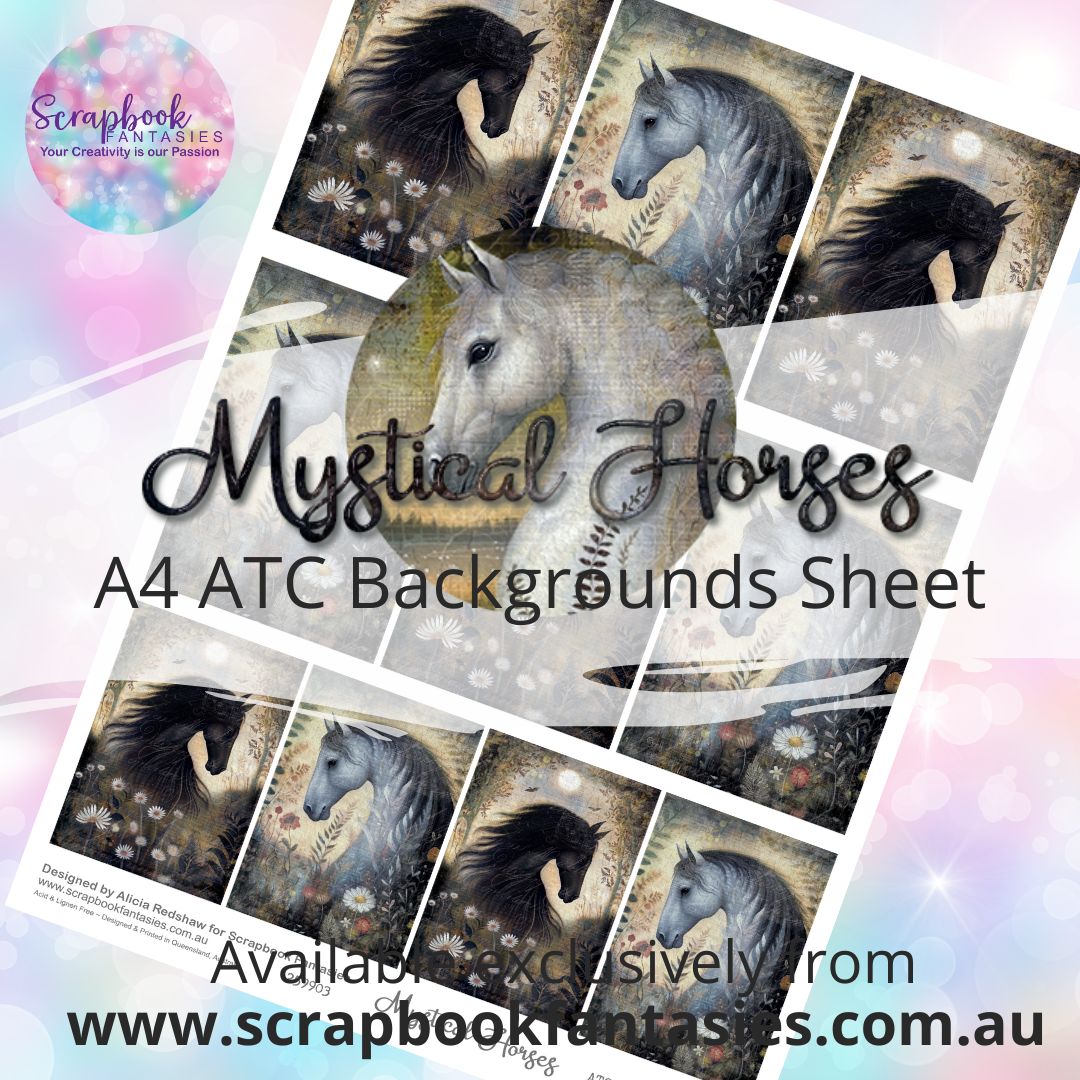 Mystical Horses A4 ATC Backgrounds Sheet 2 259903