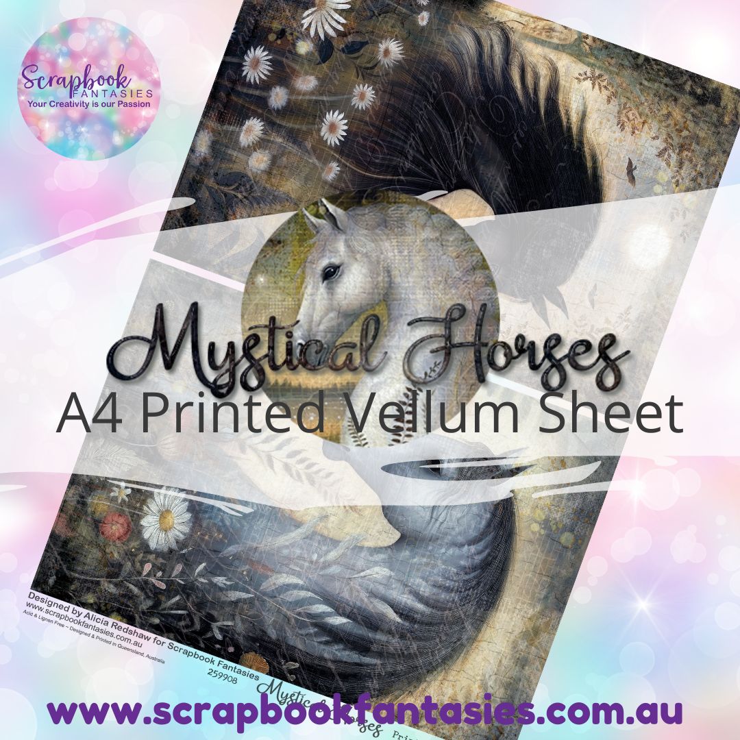 Mystical Horses A4 Printed Vellum Sheet - Halves 2 259908