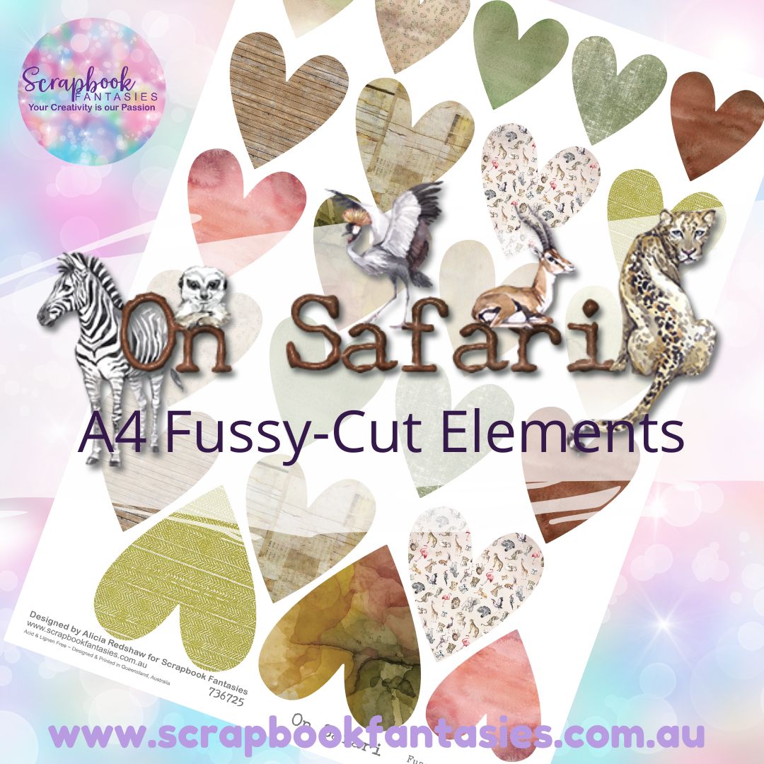 On Safari A4 Colour Fussy-Cut Elements - Large Hearts 1 736725