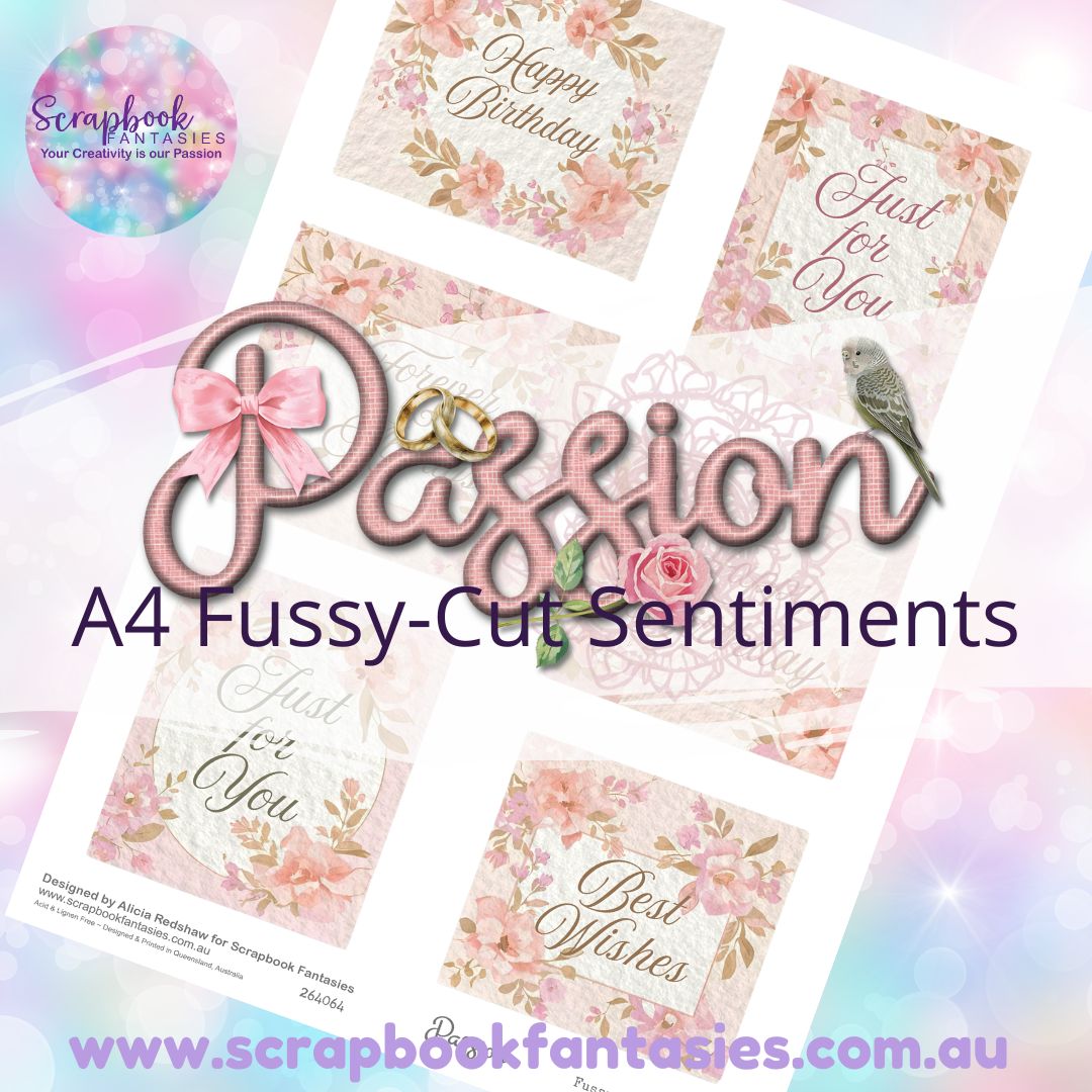 Passion A4 Colour Fussy-Cut Sentiments 1 - 264064