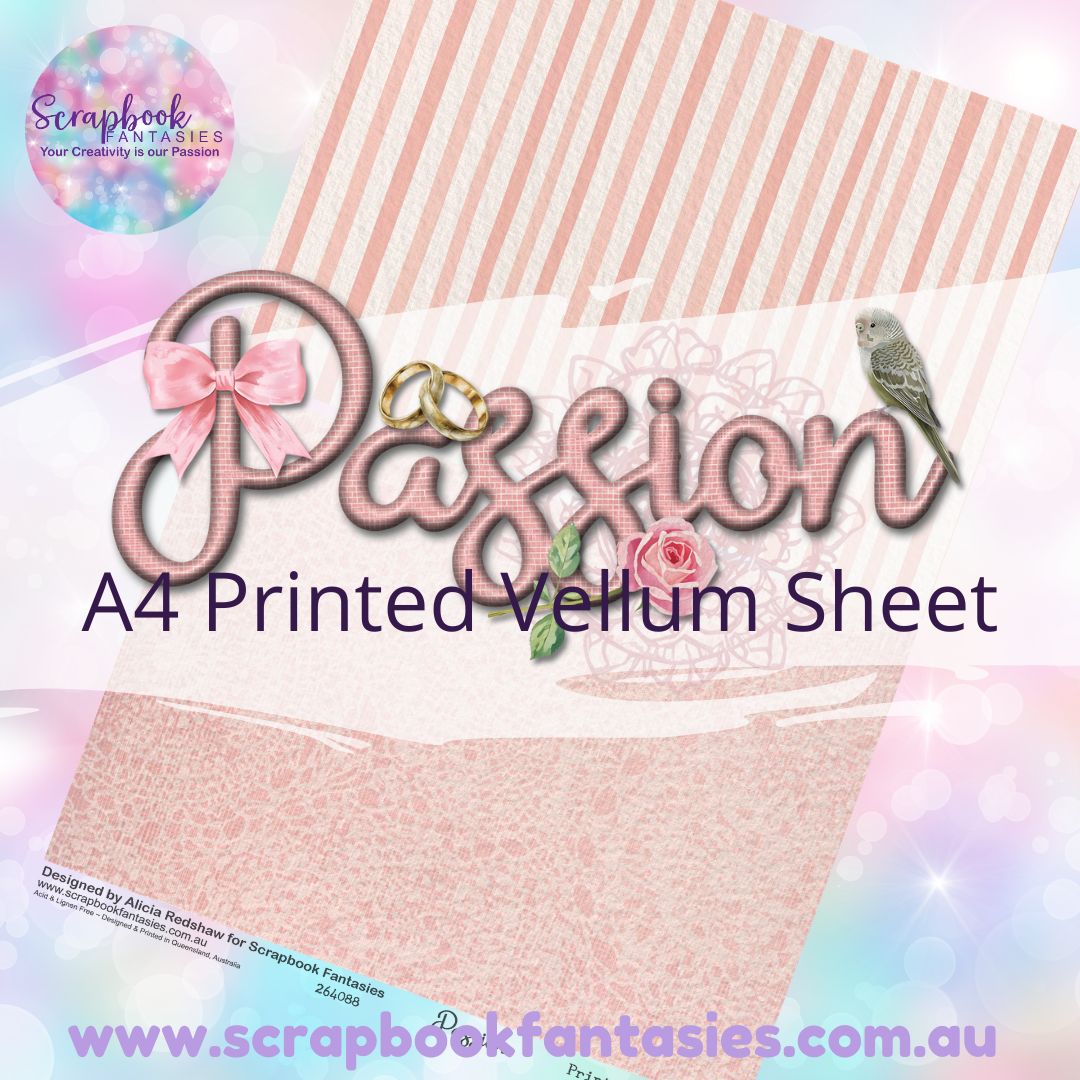 Passion A4 Printed Vellum Sheet - Halves 6 264088