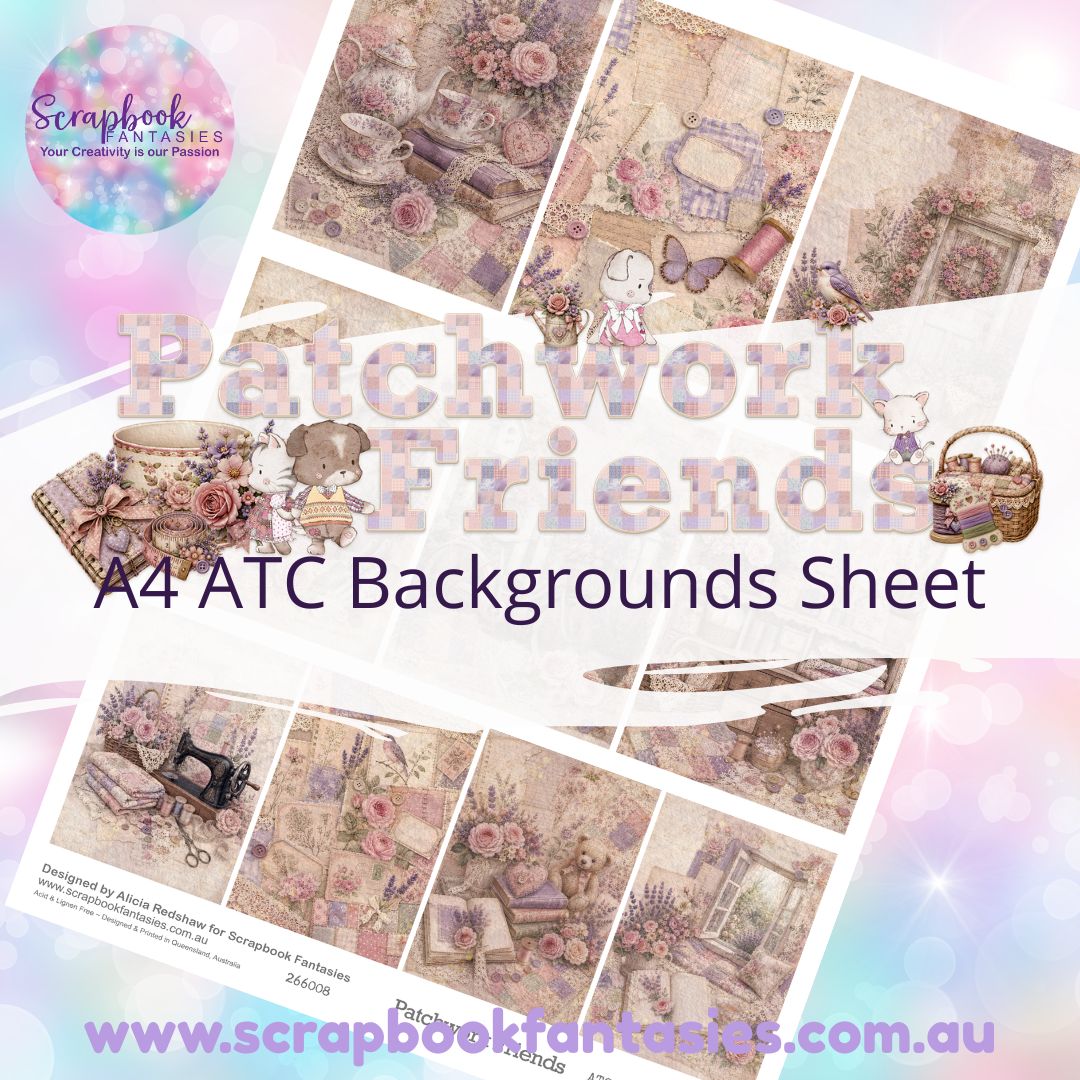 Patchwork Friends A4 ATC Backgrounds Sheet 266008