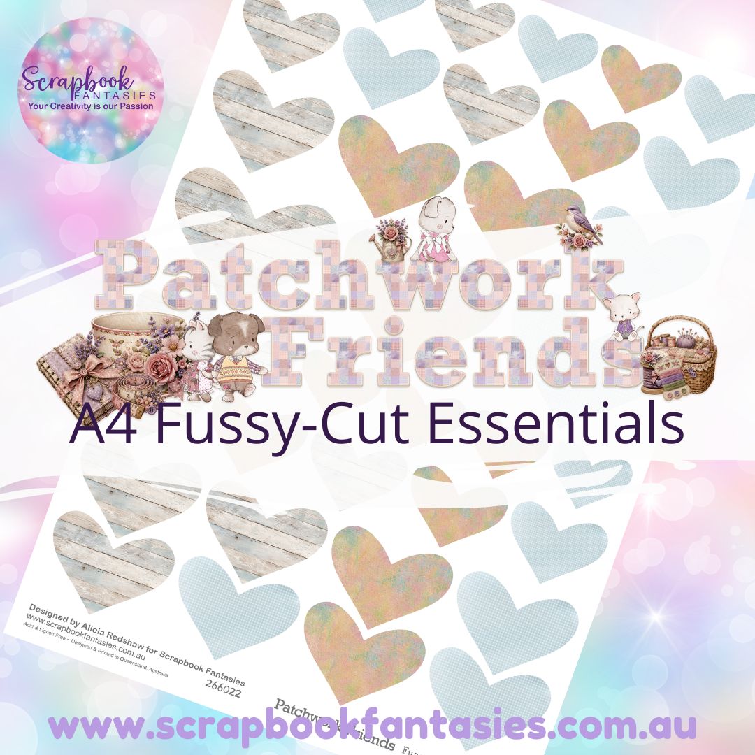 Patchwork Friends A4 Colour Fussy-Cut Elements - Hearts 2-2 266022