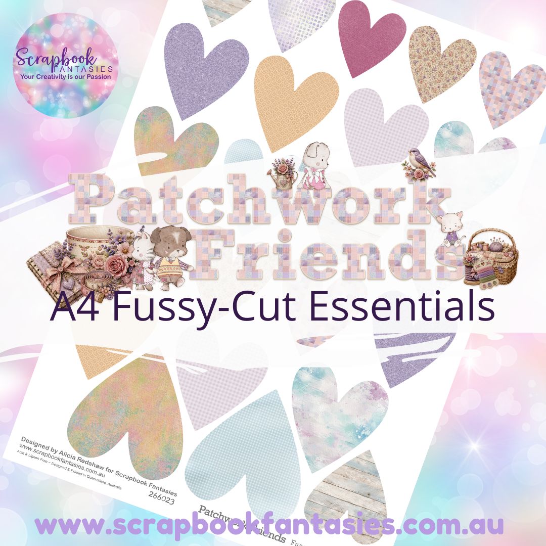 Patchwork Friends A4 Colour Fussy-Cut Elements - Large Hearts 1 266023