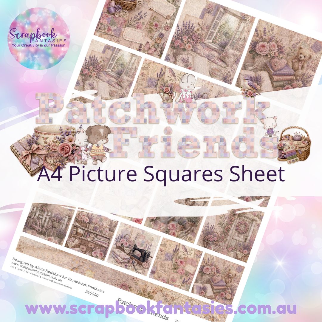 Patchwork Friends A4 Colour Fussy-Cut Picture Squares 266040