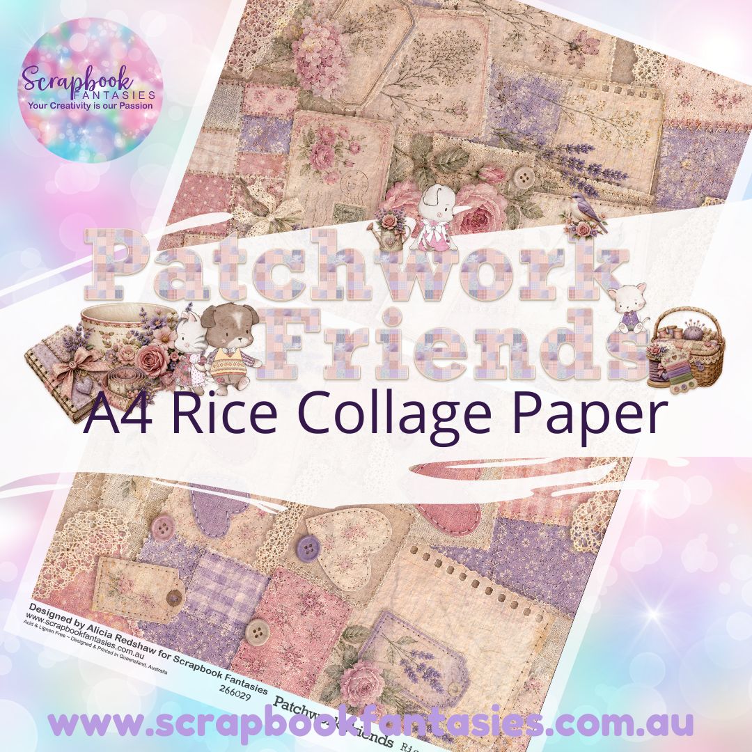 Patchwork Friends A4 Rice Collage Paper - Halves 1 266029