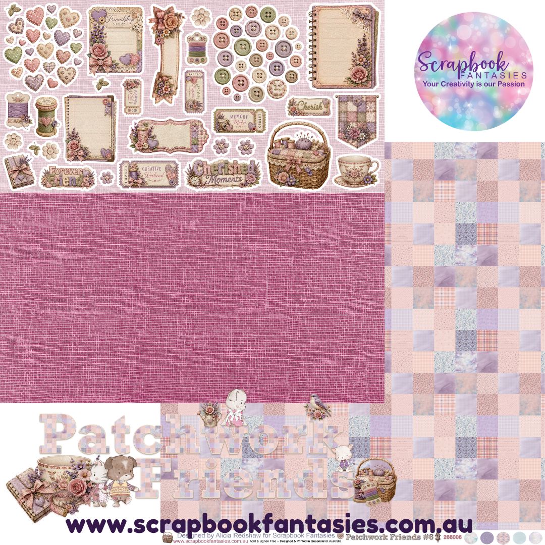 Patchwork Friends 12x12 Double-Sided Patterned Paper 6 - 266006