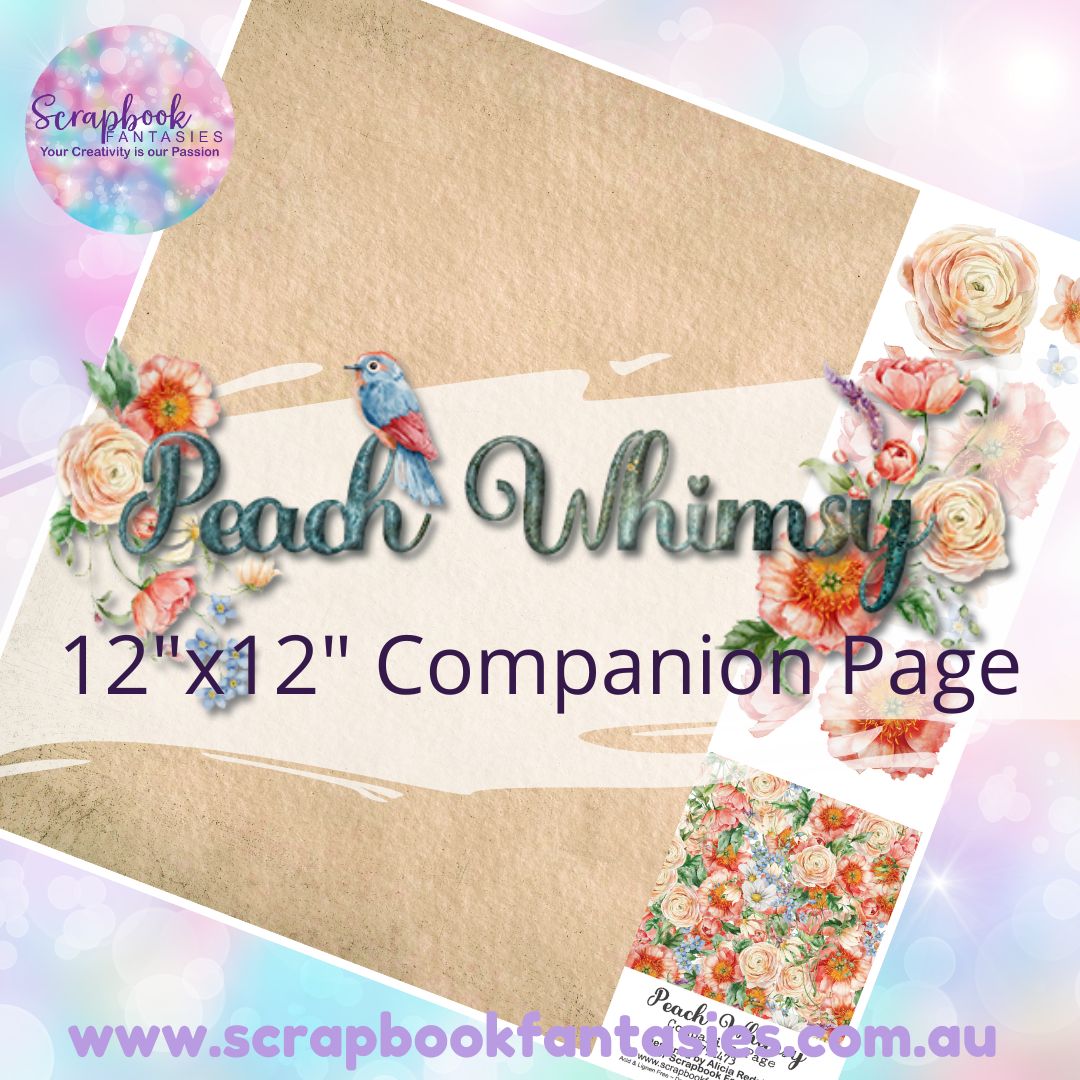 Peach Whimsy 12"x12" Single-sided Companion Page - Taupe Background 792473