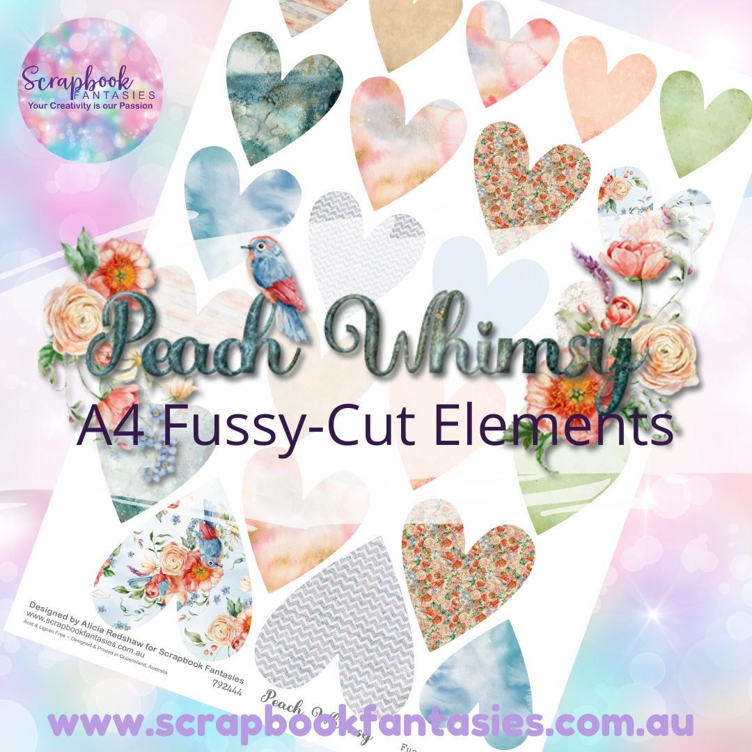 Peach Whimsy A4 Colour Fussy-Cut Elements - Large Hearts 1 792444