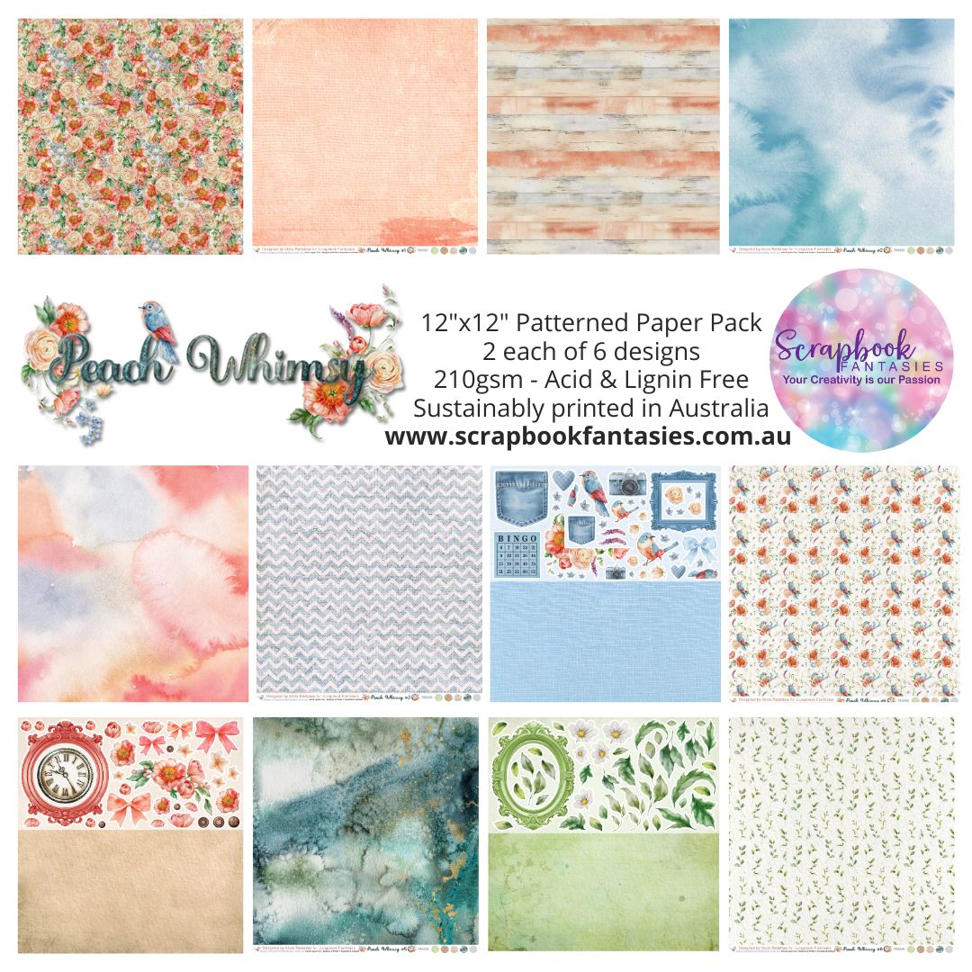 Peach Whimsy 12x12 Double-Sided Patterned Paper Pack