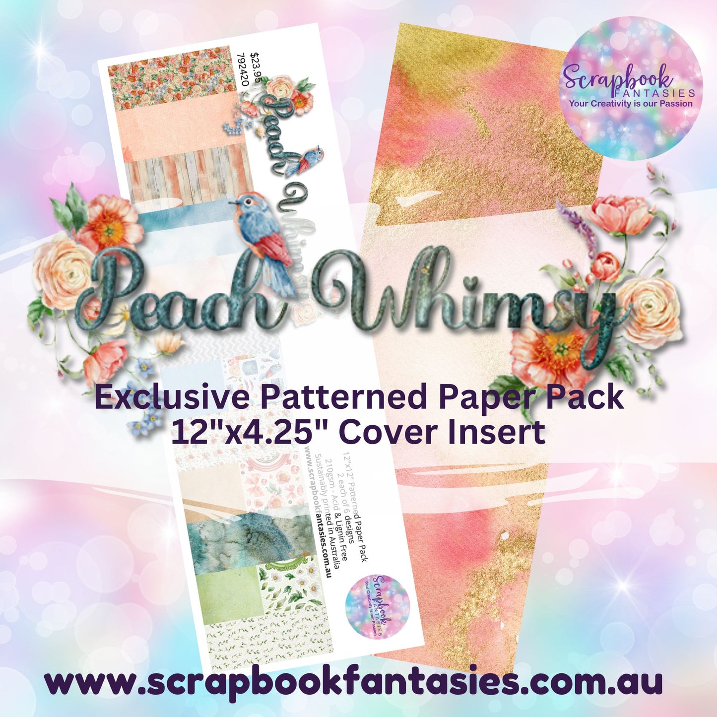 Peach Whimsy 12x12 Double-Sided Patterned Paper Pack 792420