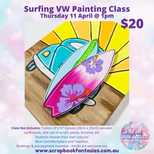 School Holiday Art Class - Surfing VW Canvas Painting with Alicia Redshaw - Thursday 11 April @ 1pm