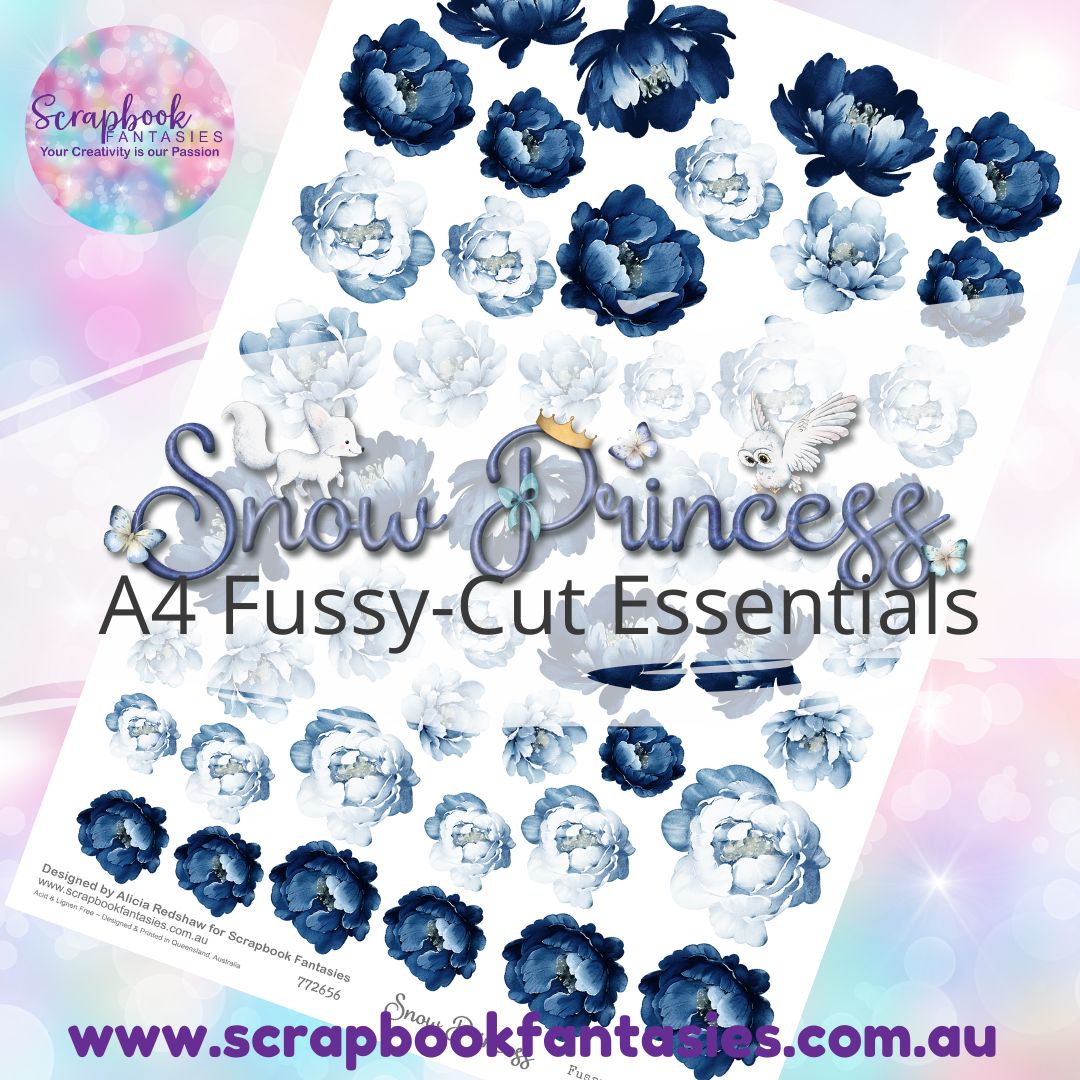 Snow Princess A4 Colour Fussy-Cut Essentials - Large Blue Roses 772656