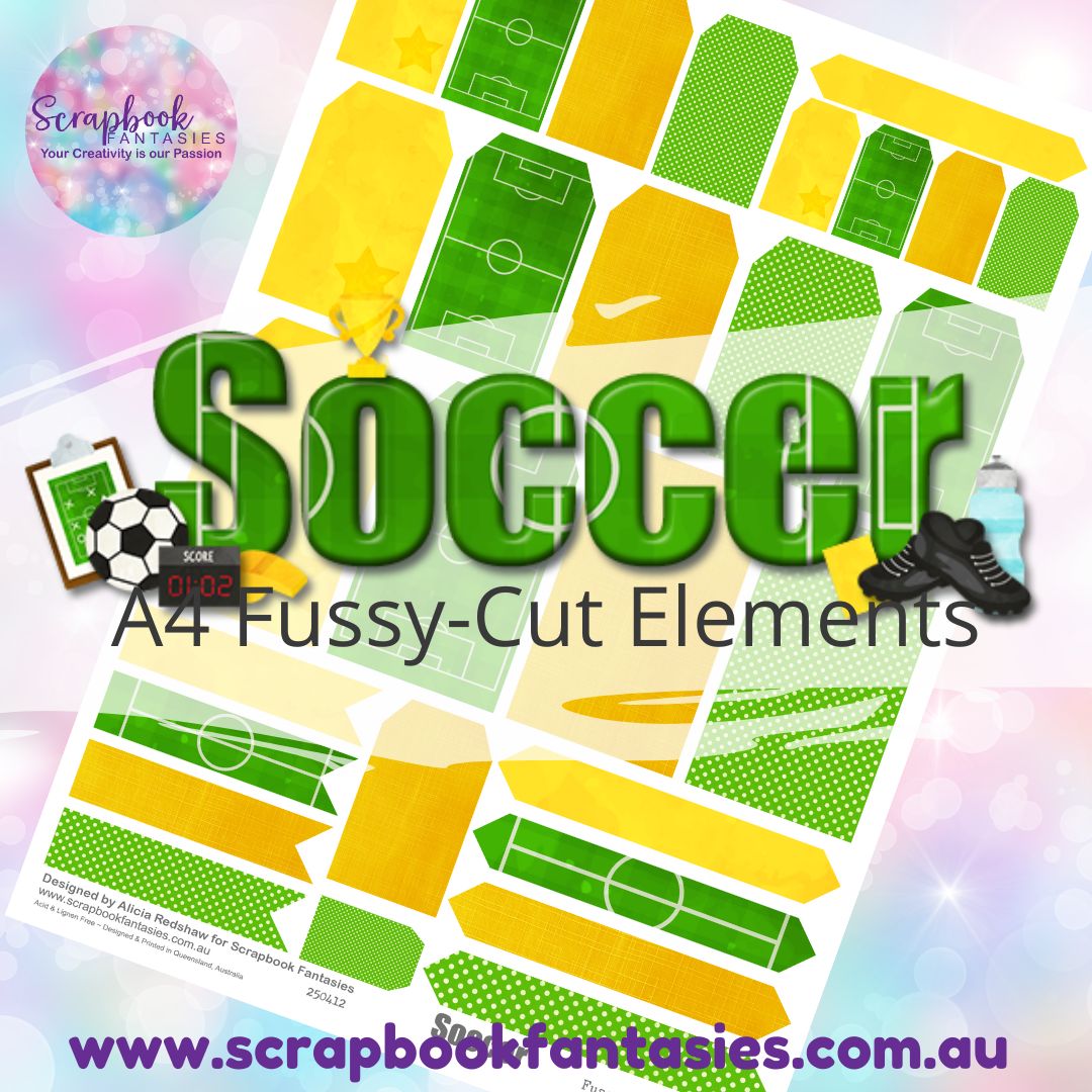 Soccer A4 Colour Fussy-Cut Elements - Tags & Tabs 250412