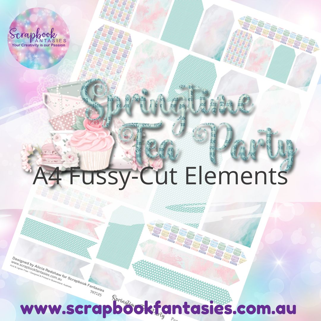 Springtime Tea Party A4 Colour Fussy-Cut Elements - Tags & Tabs 2 787125