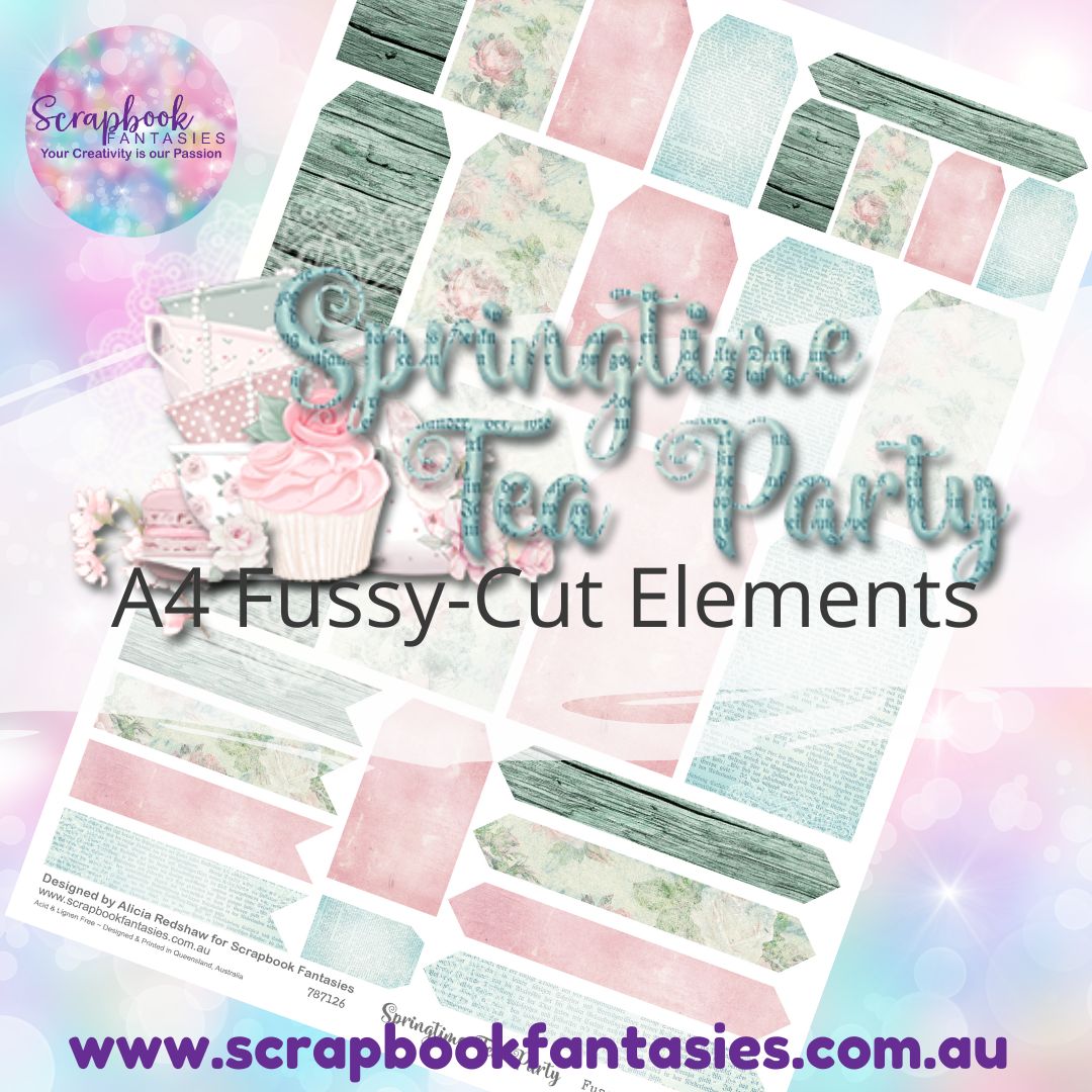 Springtime Tea Party A4 Colour Fussy-Cut Elements - Tags & Tabs 3 787126