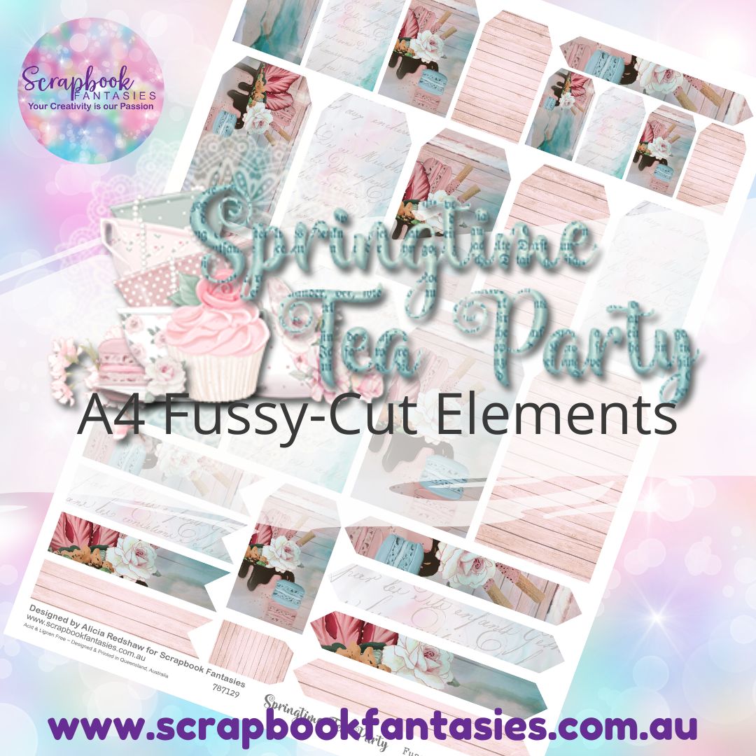 Springtime Tea Party A4 Colour Fussy-Cut Elements - Tags & Tabs 6 787129