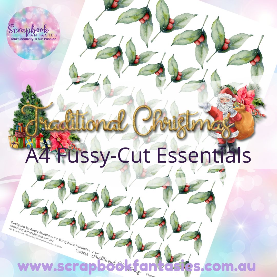Traditional Christmas A4 Colour Fussy-Cut Essentials - Leaves & Berries 7382248