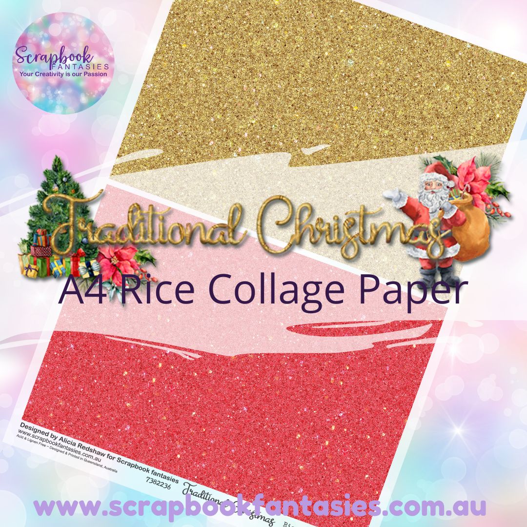 Traditional Christmas A4 Rice Collage Paper - Halves 3 7382236