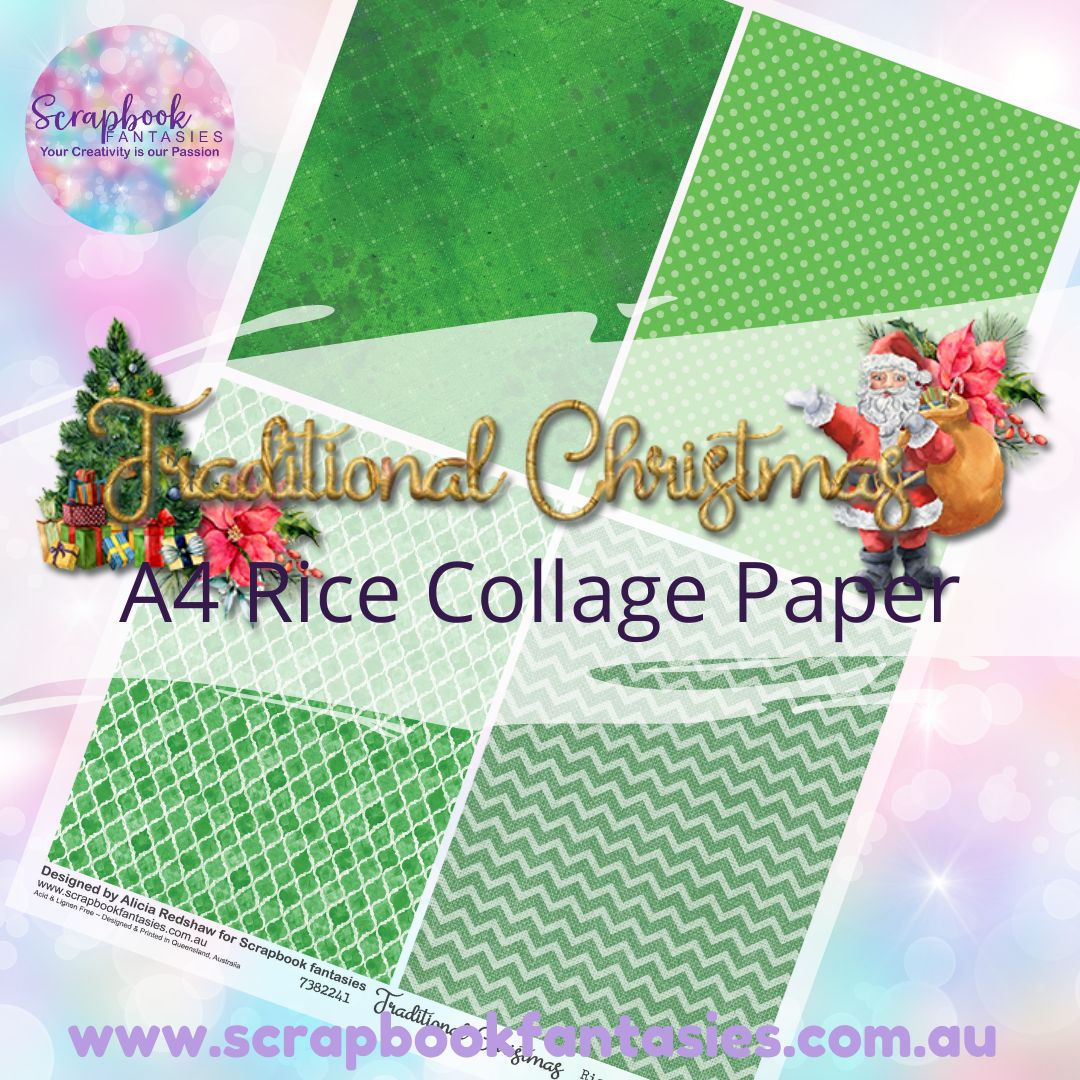 Traditional Christmas A4 Rice Collage Paper - Quarters 1 7382241