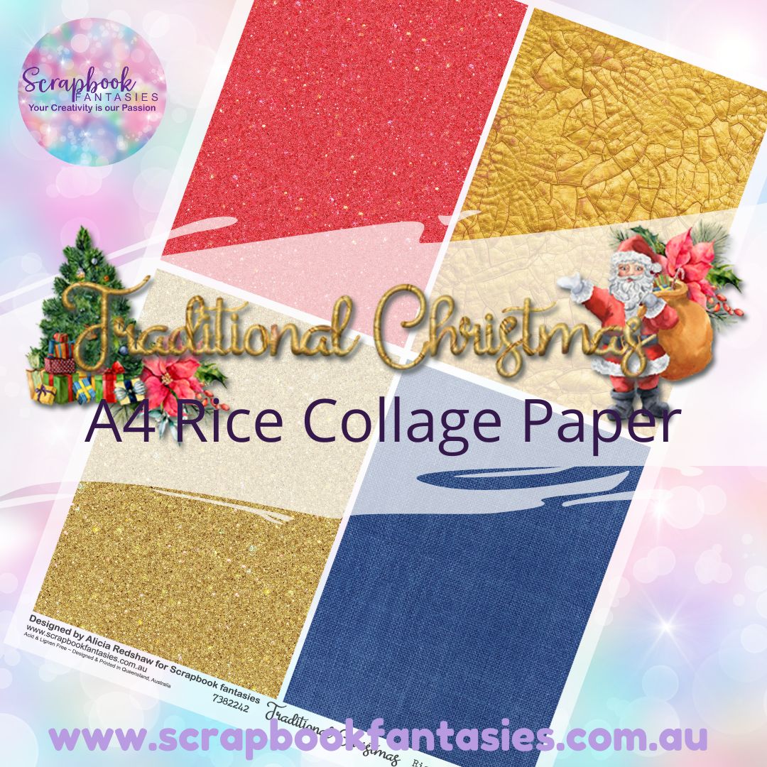 Traditional Christmas A4 Rice Collage Paper - Quarters 2 7382242