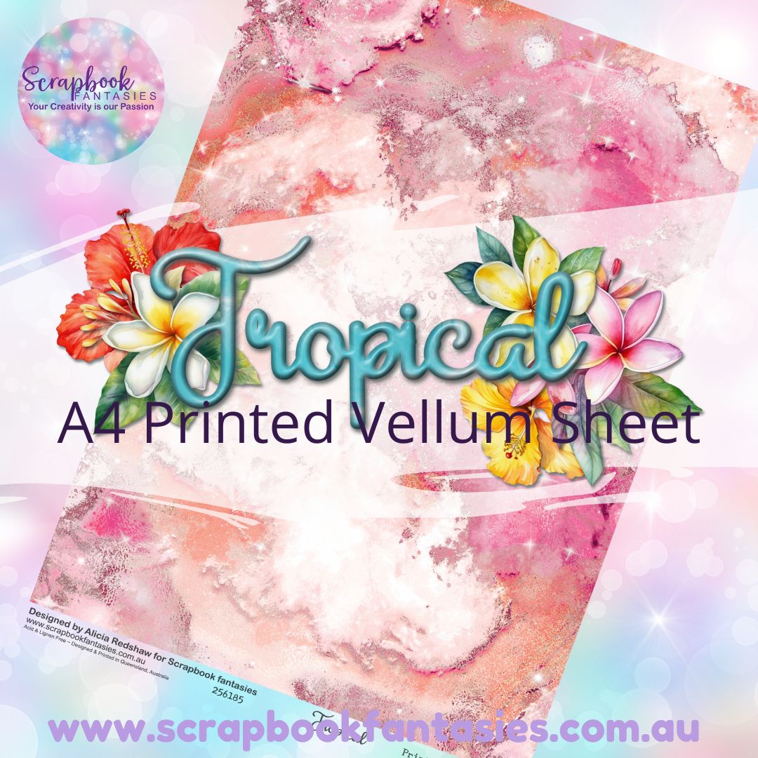 Tropical A4 Printed Vellum Sheet - Pink Galaxy 256185
