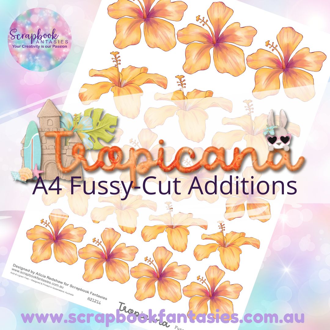Tropicana A4 Colour Fussy-Cut Additions - Hibiscus Flowers 3 821214