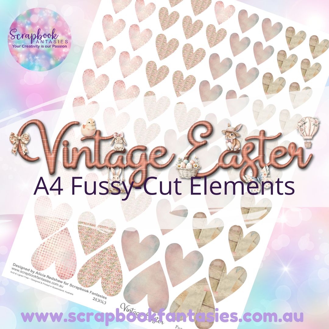Vintage Easter A4 Colour Fussy-Cut Elements - Hearts 1-1 263043