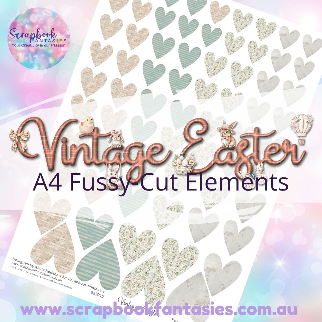 Vintage Easter A4 Colour Fussy-Cut Elements - Hearts 1-3 263045
