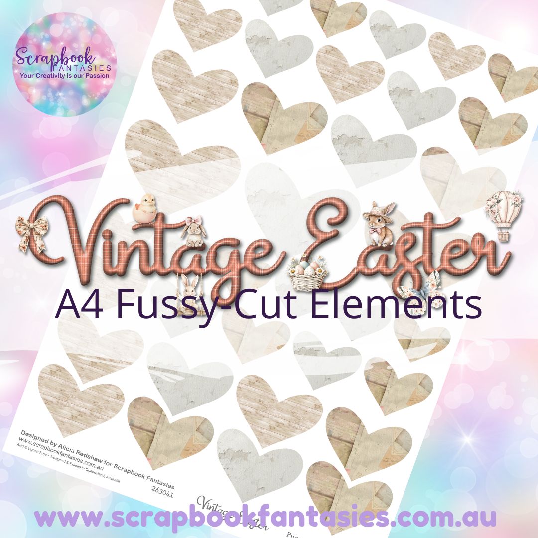 Vintage Easter A4 Colour Fussy-Cut Elements - Hearts 2-3 263041