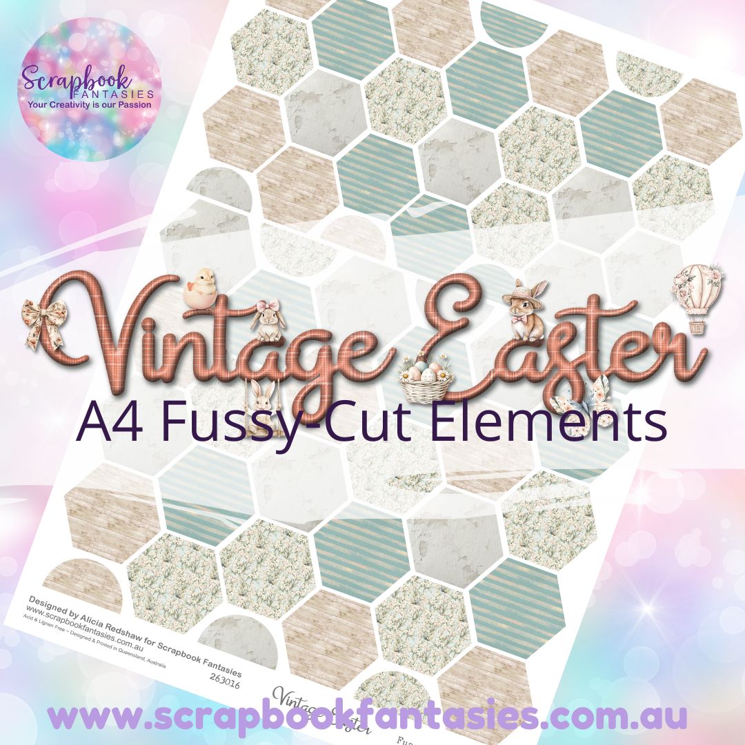 Vintage Easter A4 Colour Fussy-Cut Elements - Hexagons 3 263016
