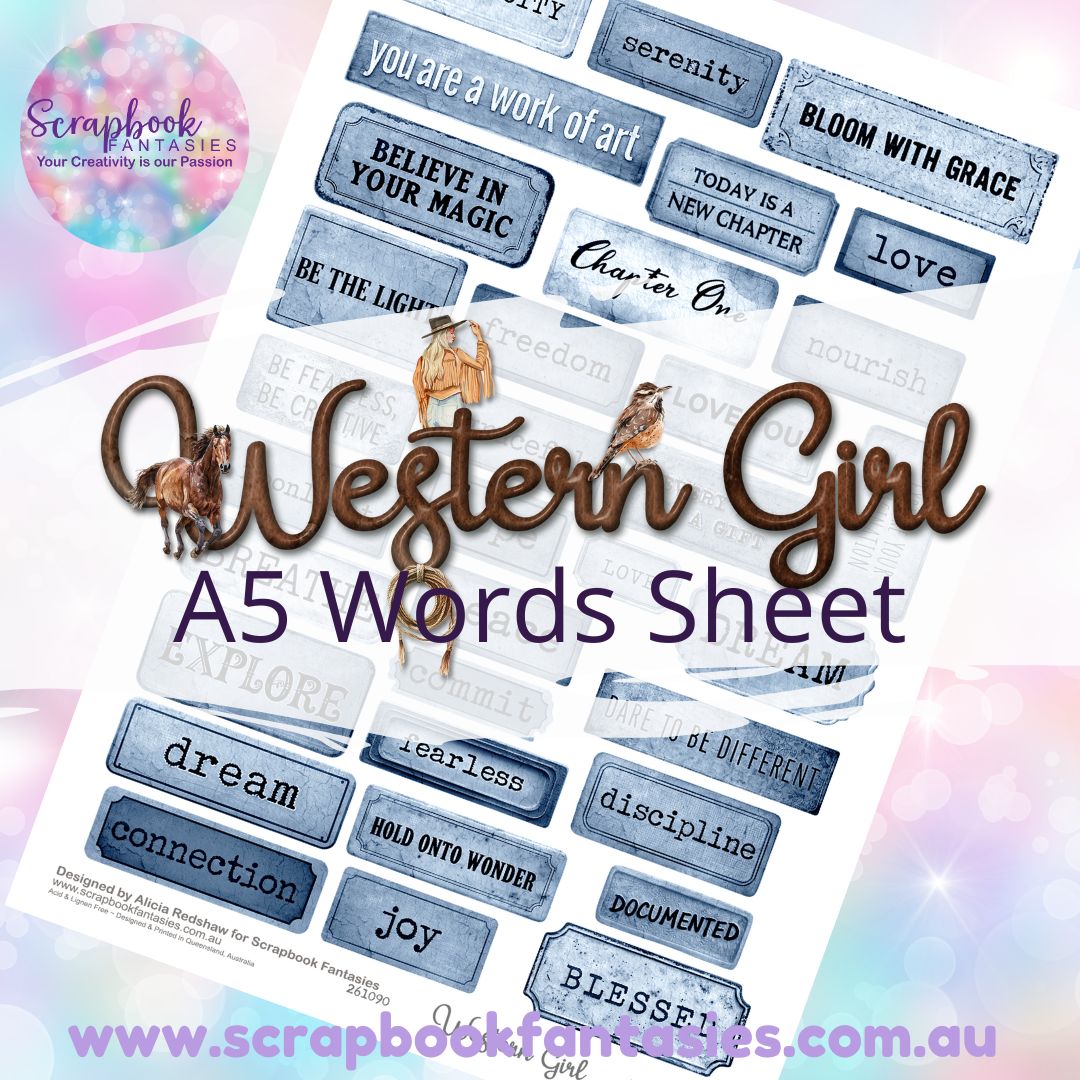 Western Girl A5 Words Sheet - Word Plaques 261090
