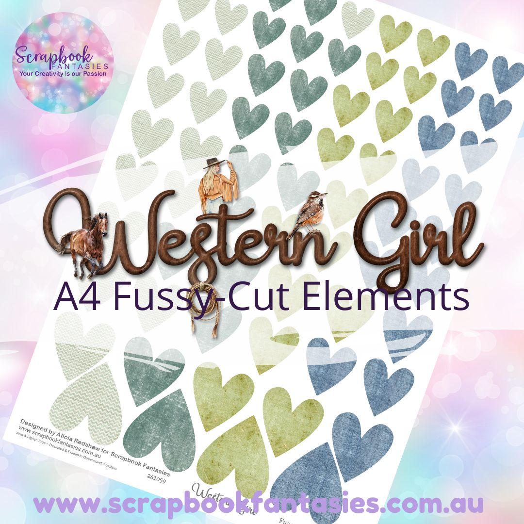 Western Girl A4 Colour Fussy-Cut Elements - Hearts 1-1 261059